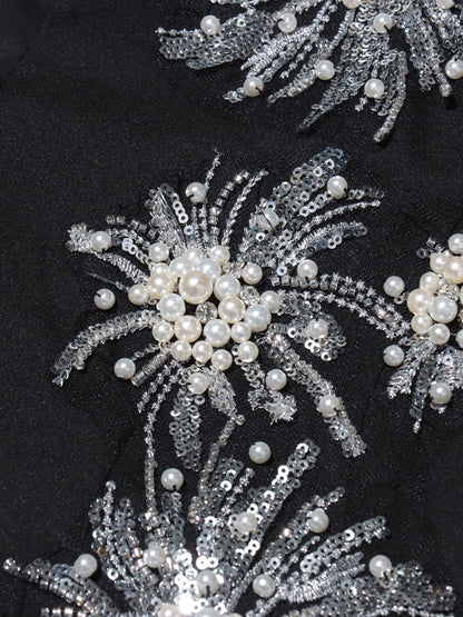 Black Blazer with Pearl, Crystal & Sequin - SISPELL