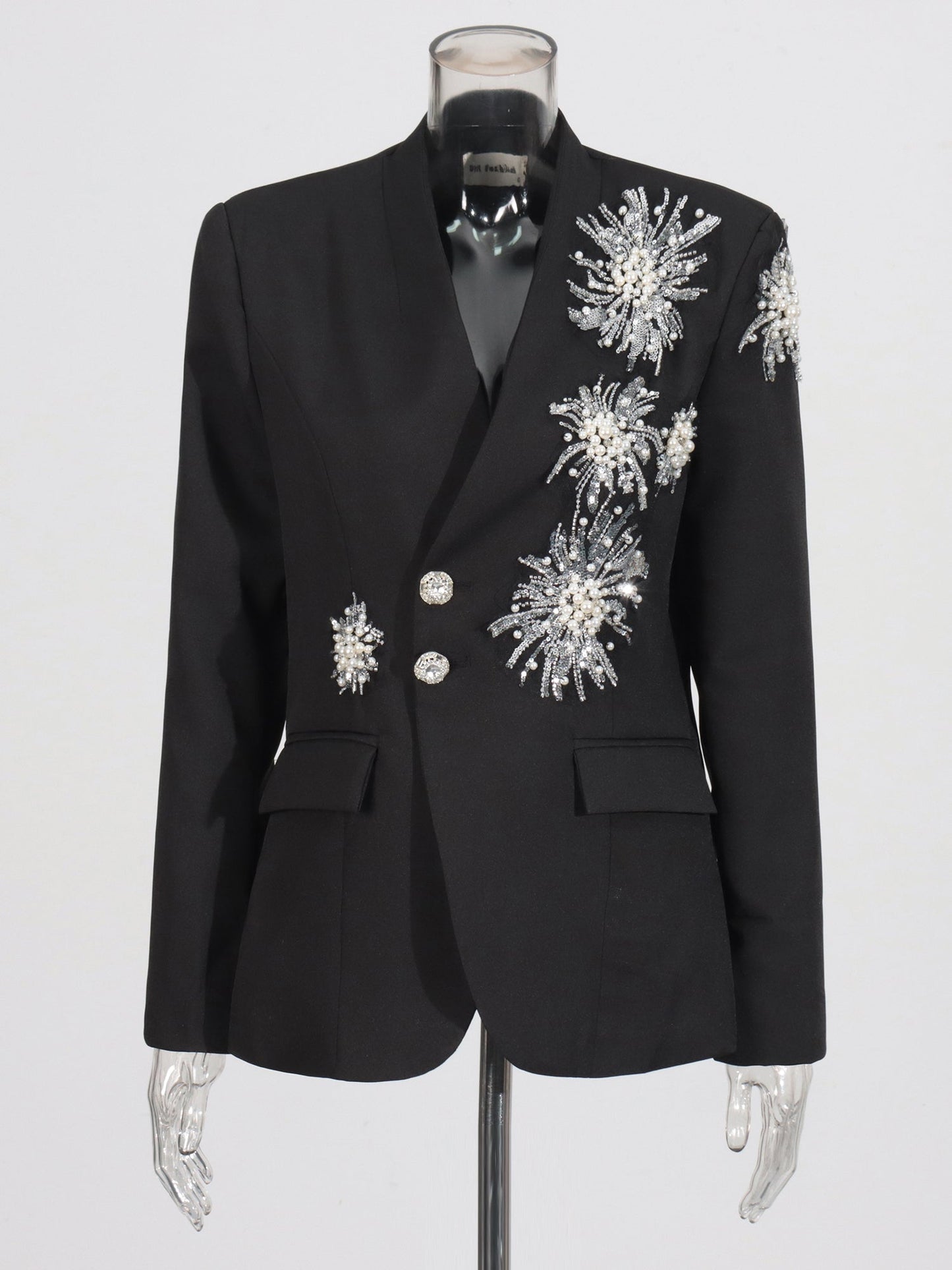 Black Blazer with Pearl, Crystal & Sequin - SISPELL