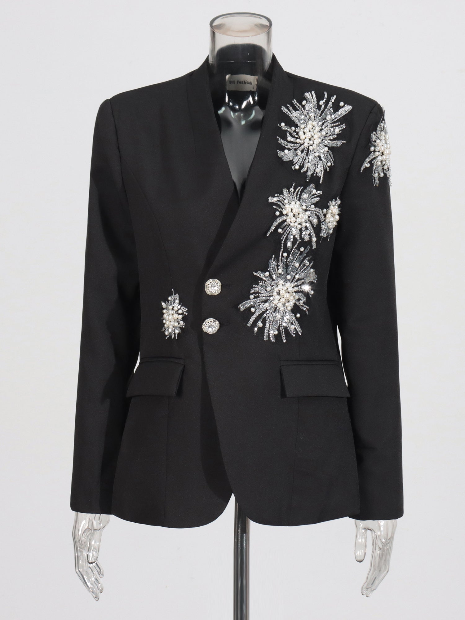 Black Blazer with Pearl, Crystal & Sequin - SISPELL