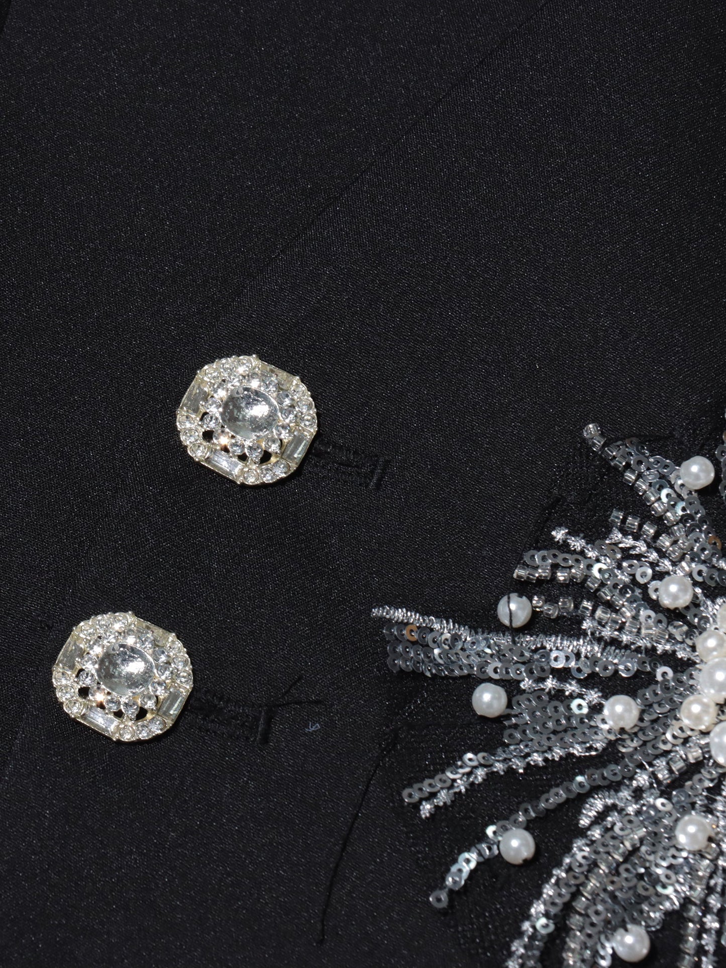 Black Blazer with Pearl, Crystal & Sequin - SISPELL