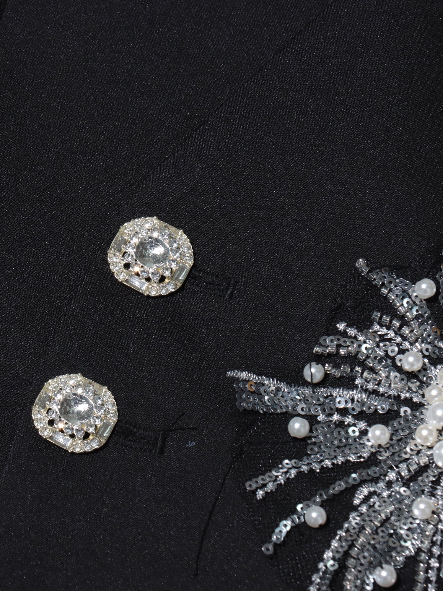 Black Blazer with Pearl, Crystal & Sequin - SISPELL