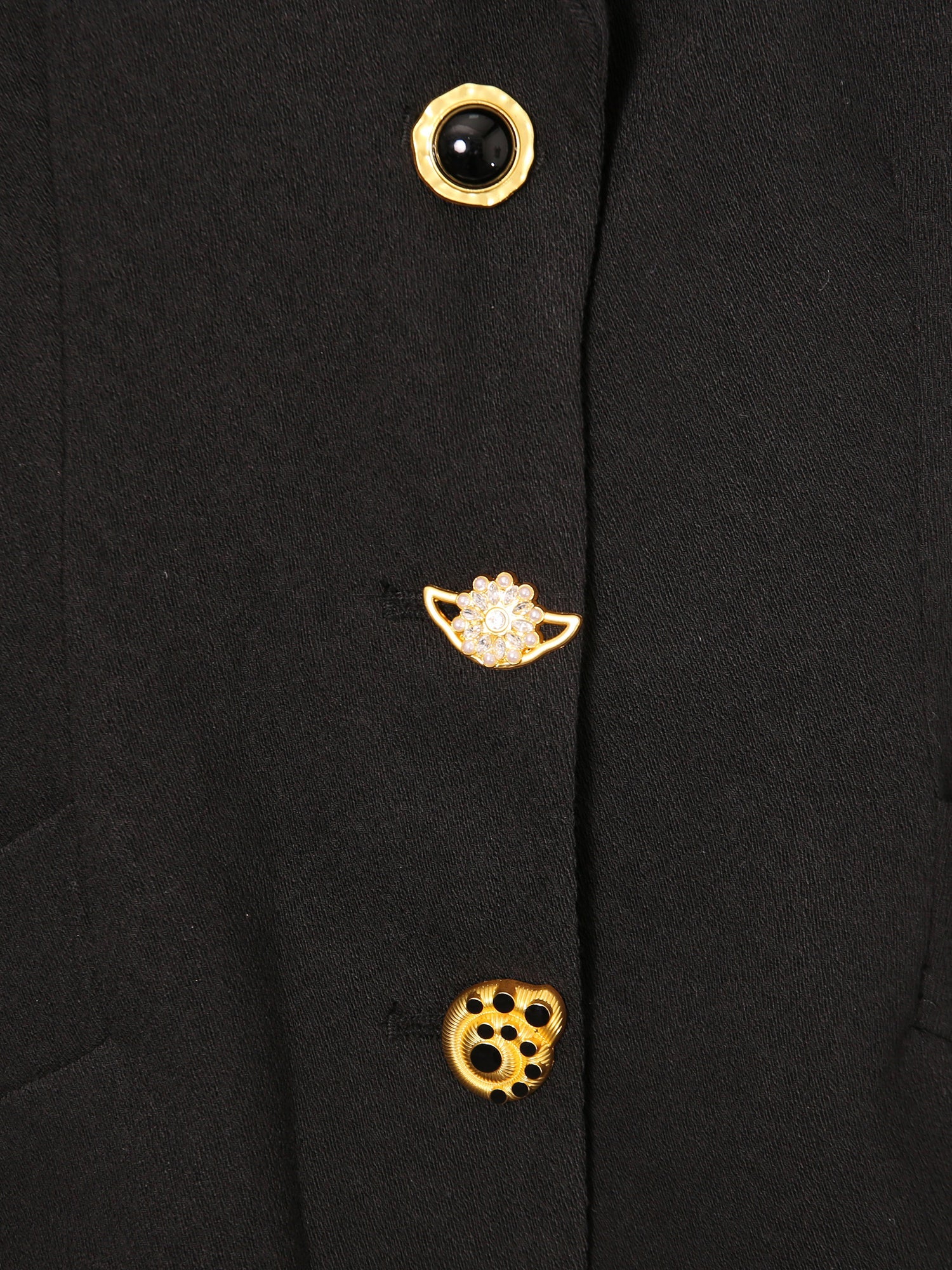 Black Blazer with Unique Gold Button Detailing - SISPELL