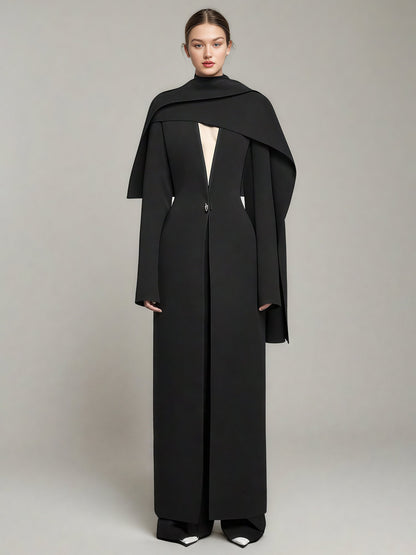 Black Cape - Style Avant - Garde Long Jacket - SISPELL