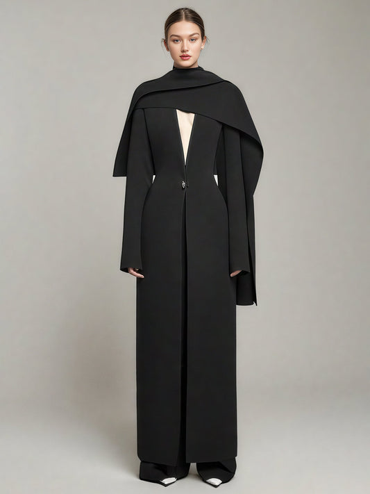 Black Cape - Style Avant - Garde Long Jacket - SISPELL