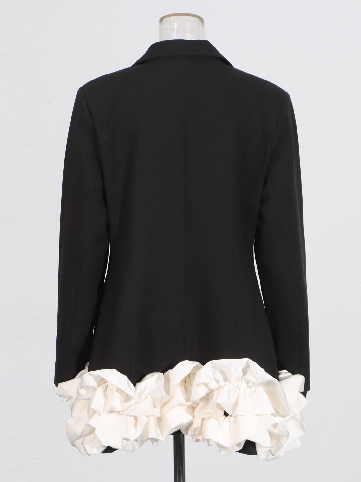 Black Double - Breasted Ruffle Hem Mini Dress - SISPELL