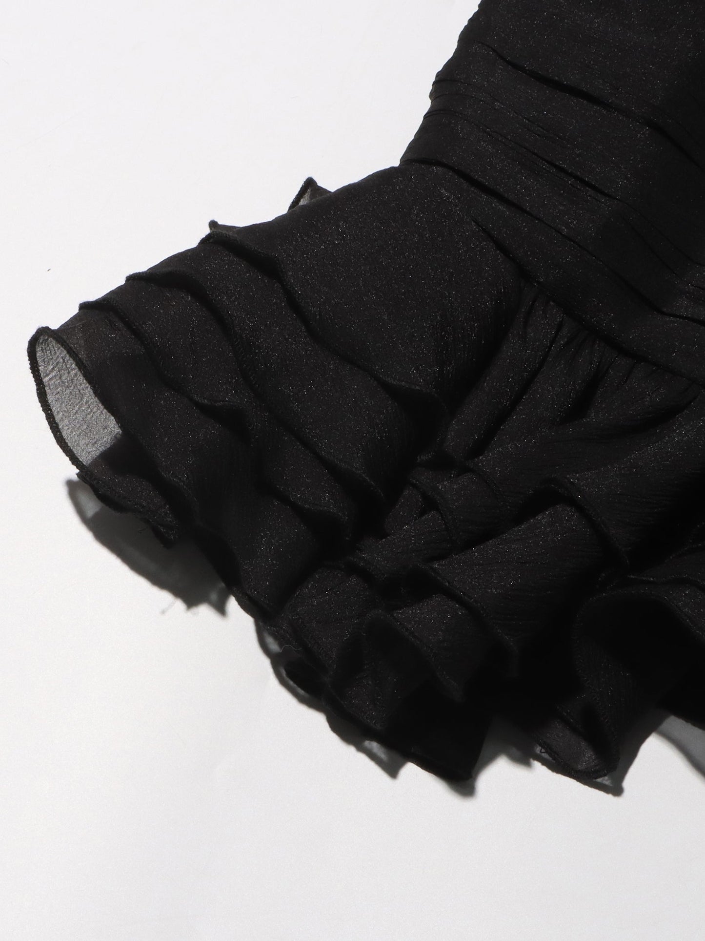 Black Dress with Oversized Bow & Ruffled Hem - SISPELL