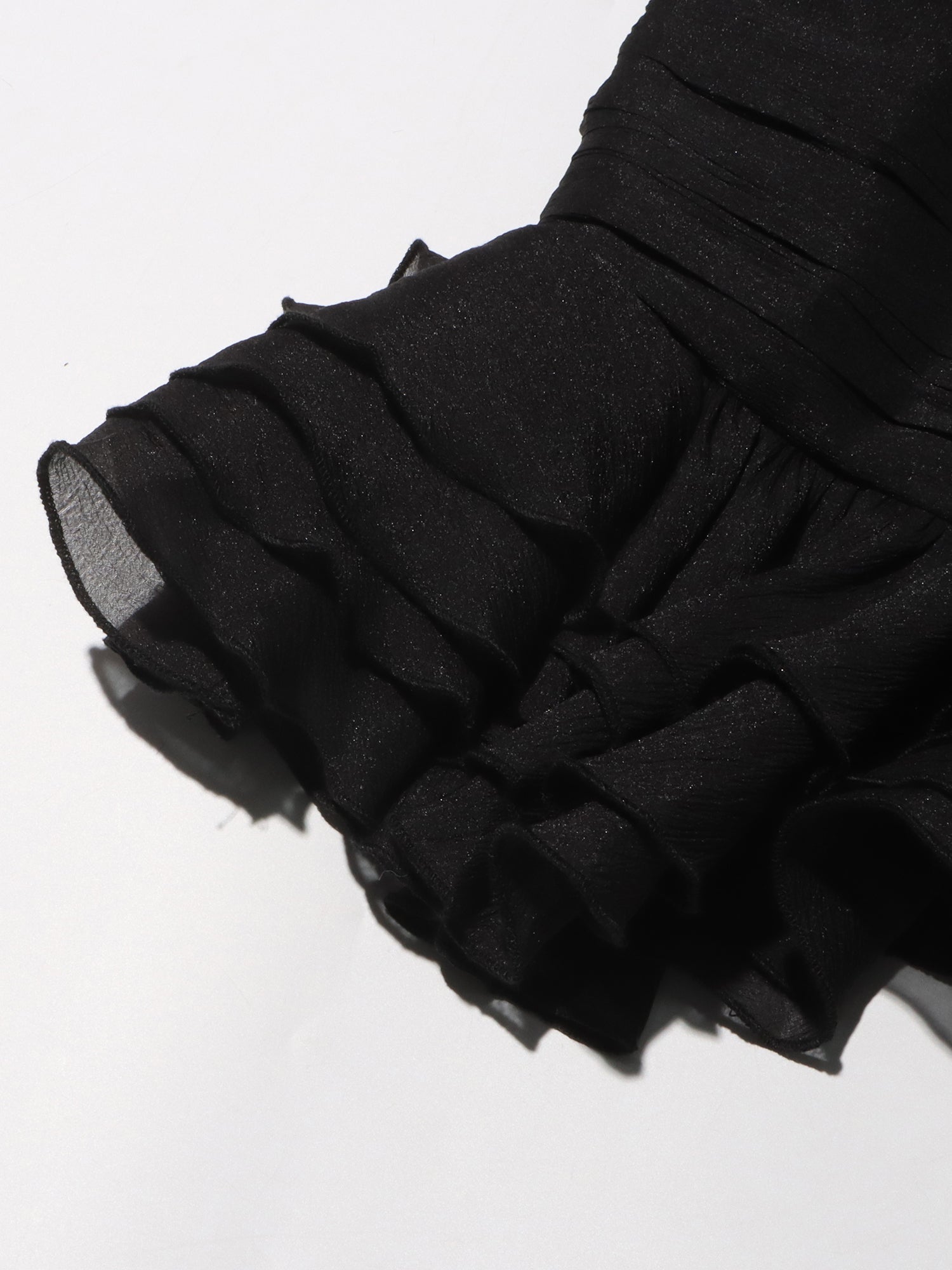 Black Dress with Oversized Bow & Ruffled Hem - SISPELL