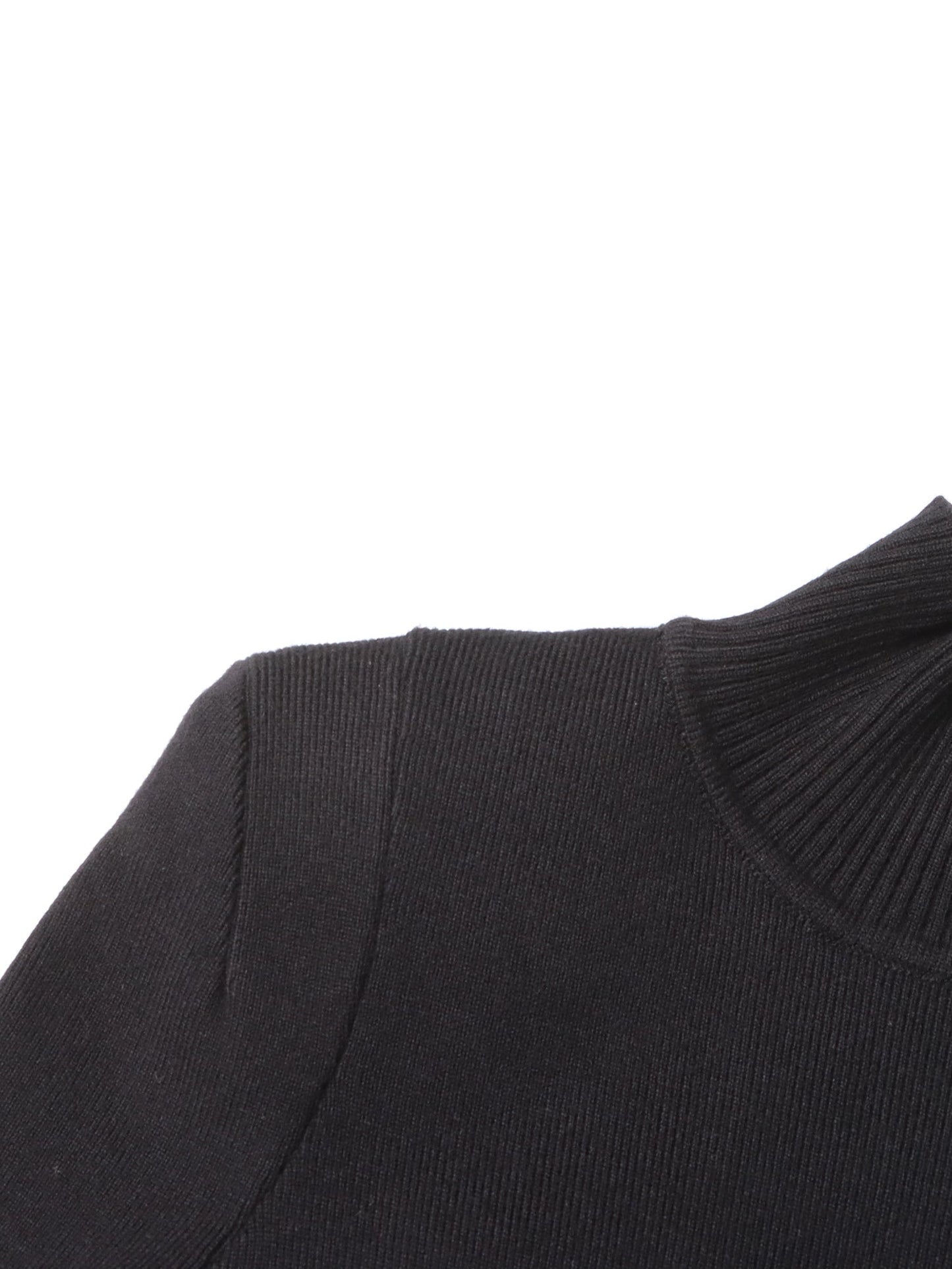 Black High Neck Midi Dress with Leather Buckle Details - SISPELL