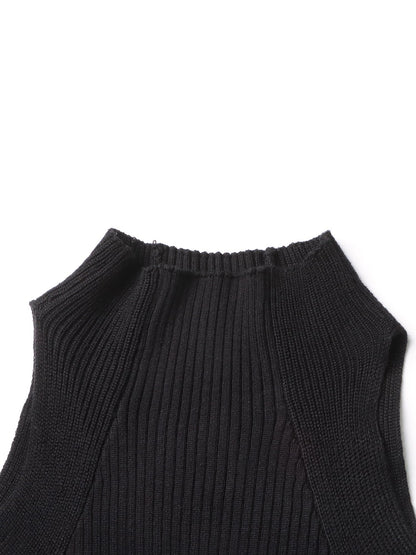 Black Knit Cutout Knot Bodycon Mini Dress - SISPELL