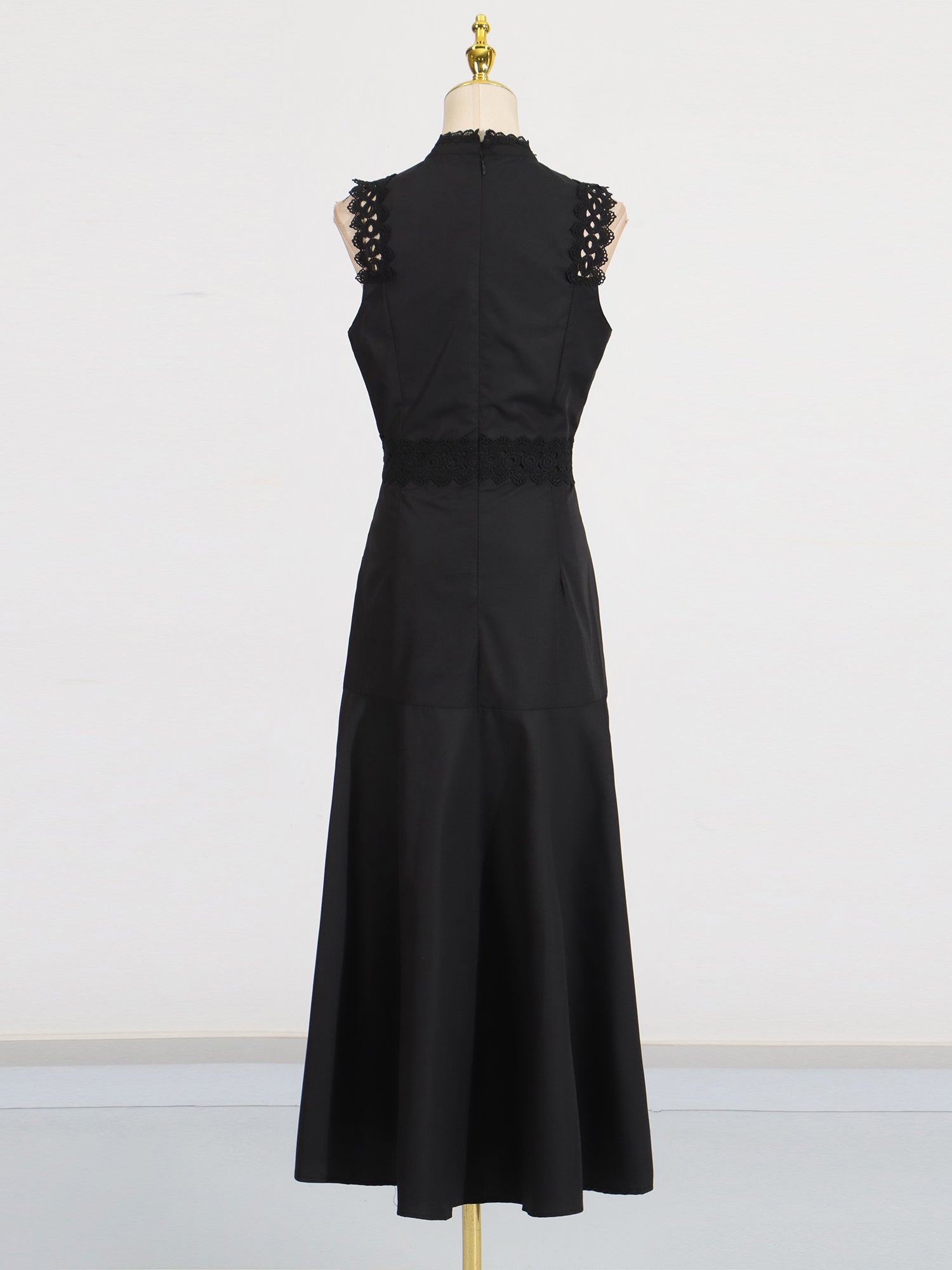 Black Lace Sleeveless Midi Dress - SISPELL