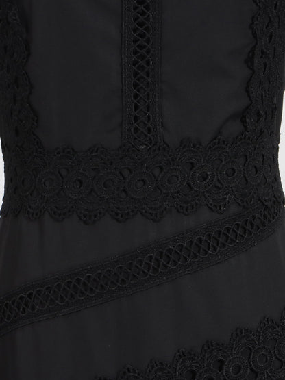 Black Lace Sleeveless Midi Dress - SISPELL
