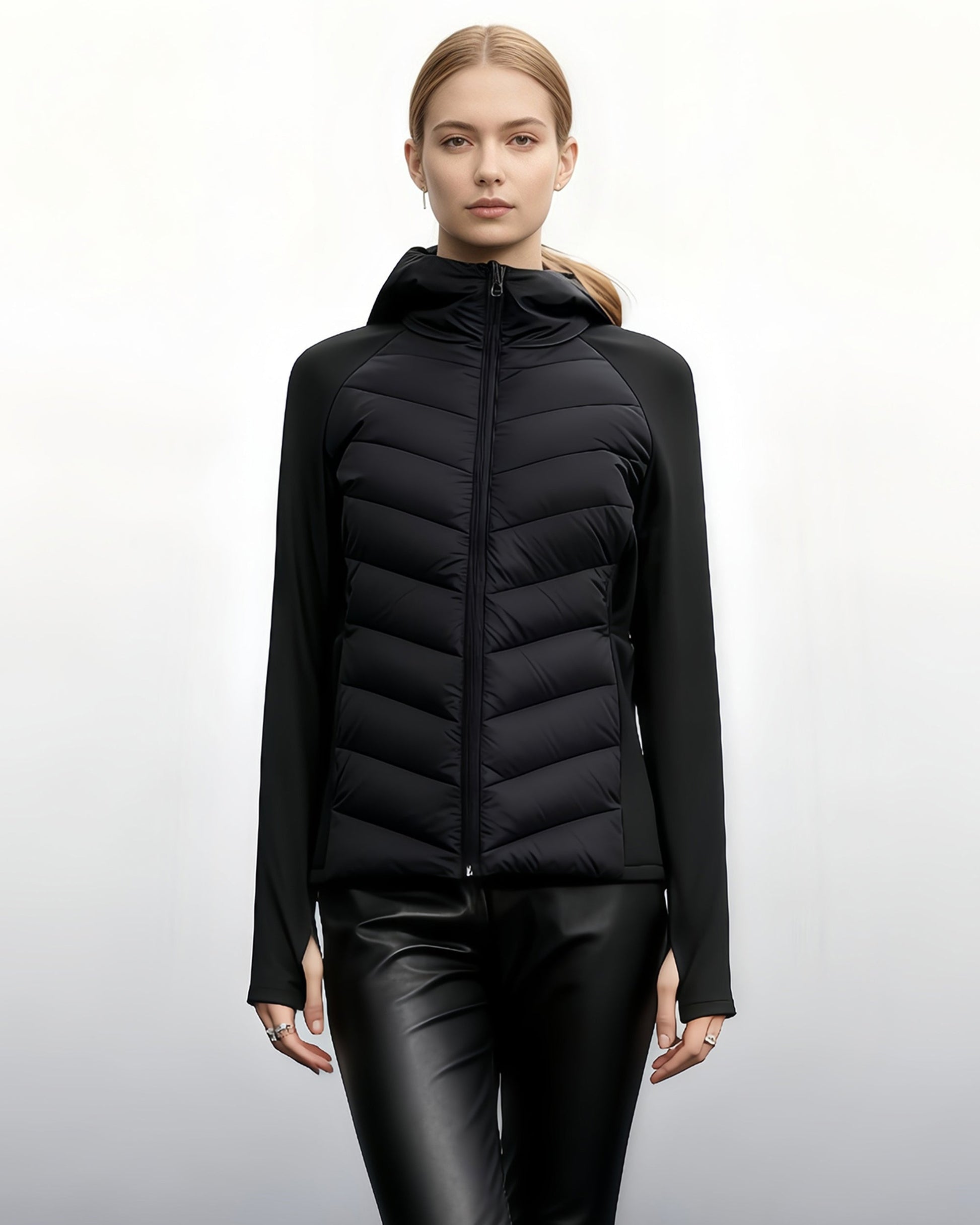 Black Lightweight Down Jacket with Hood - SISPELL