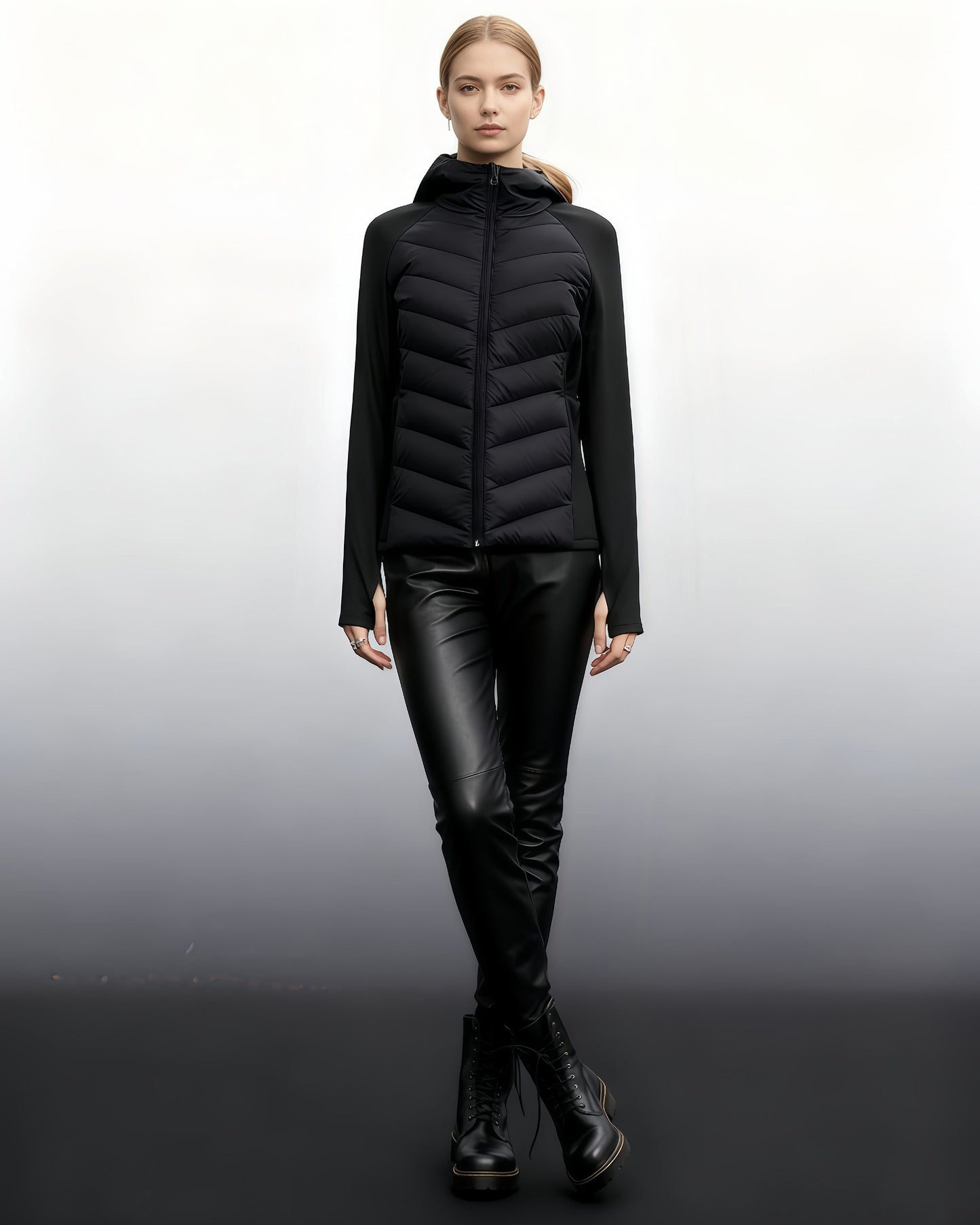 Black Lightweight Down Jacket with Hood - SISPELL