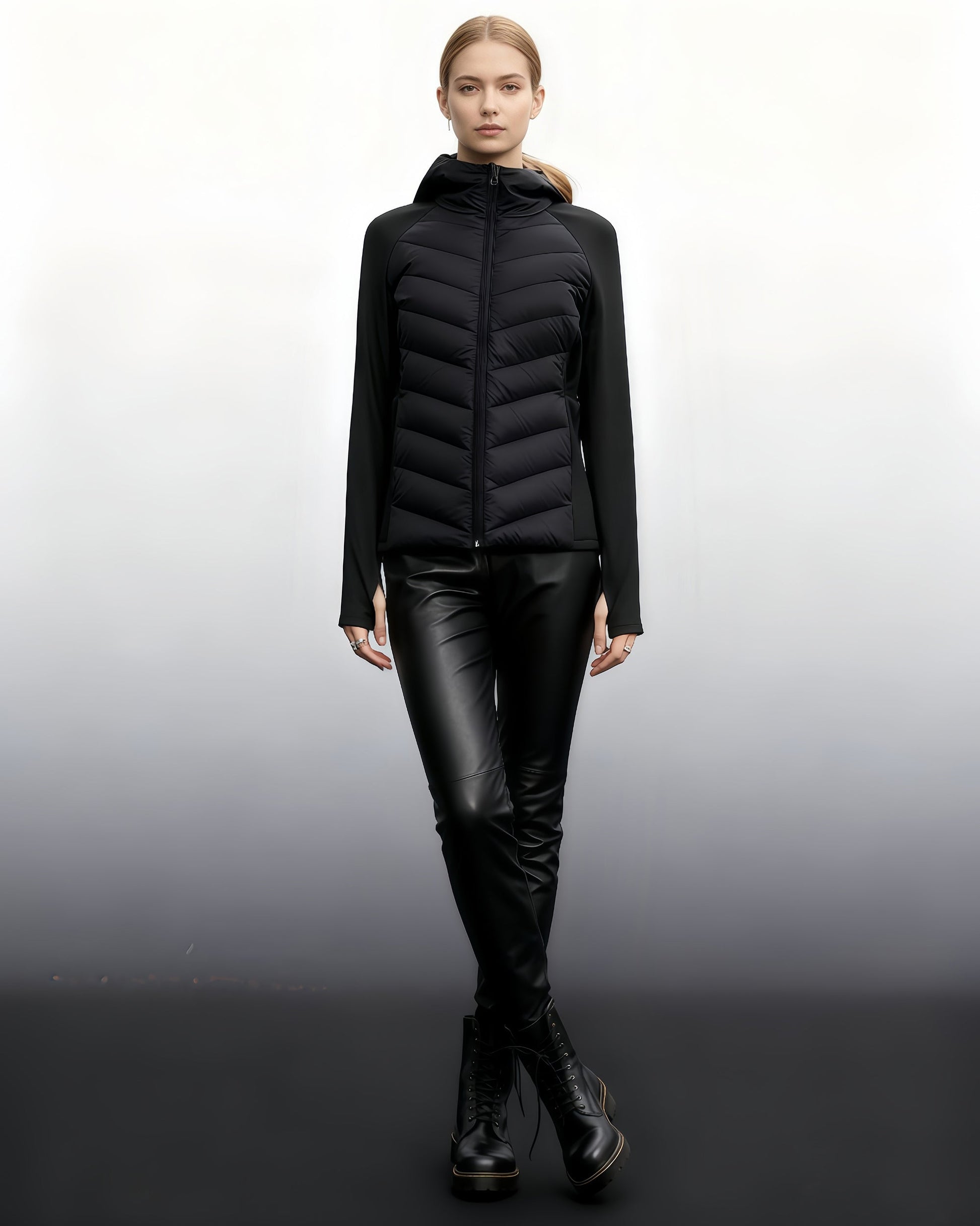 Black Lightweight Down Jacket with Hood - SISPELL