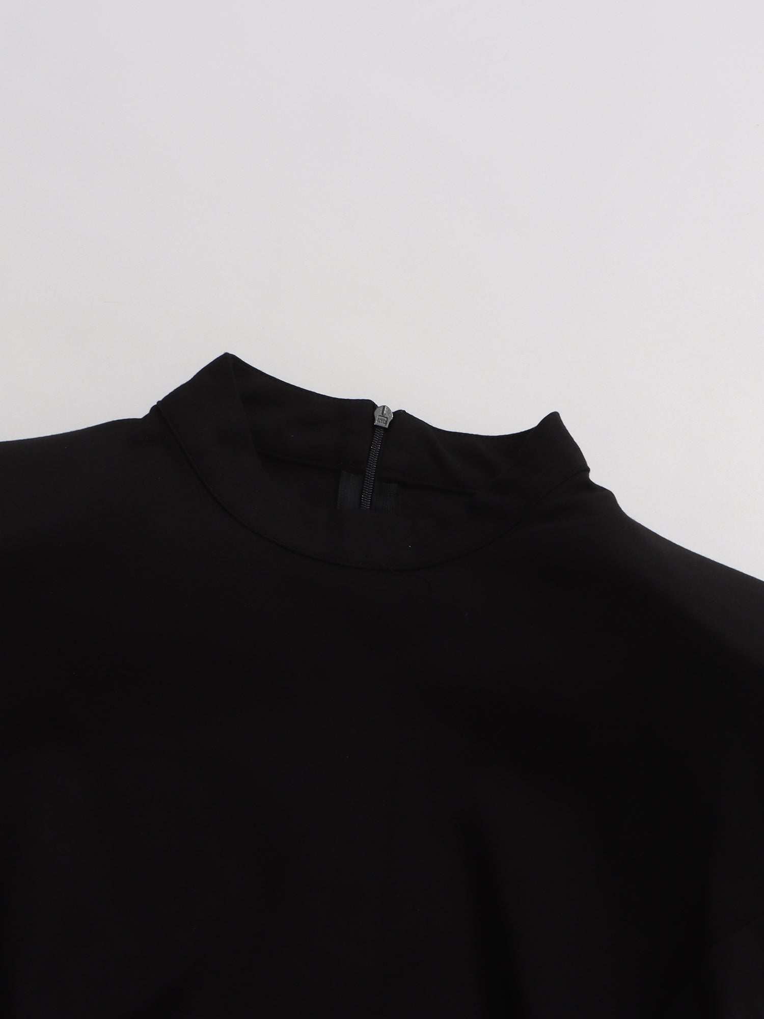 Black Maxi Dress with Gold Zipper & High Neck Detail - SISPELL