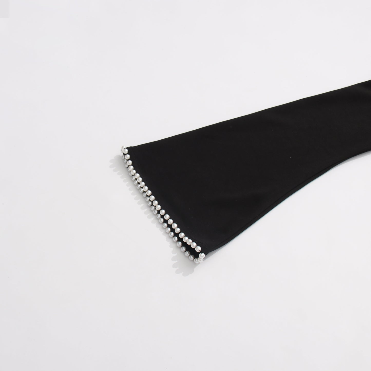 Black Maxi Dress with Pearl - Trimmed Cape Sleeves - SISPELL