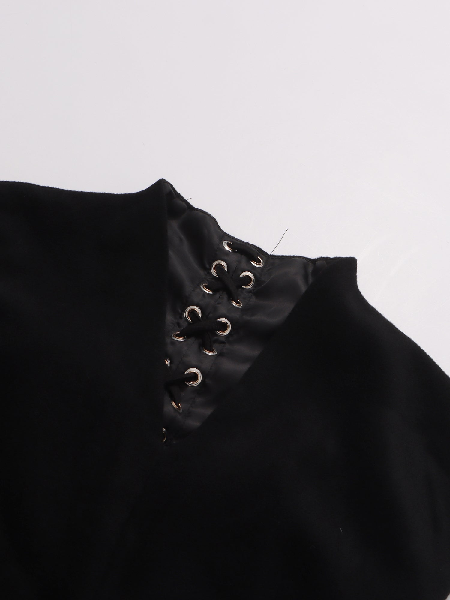 Black Midi Dress with Lace - Up Back & Slit - SISPELL