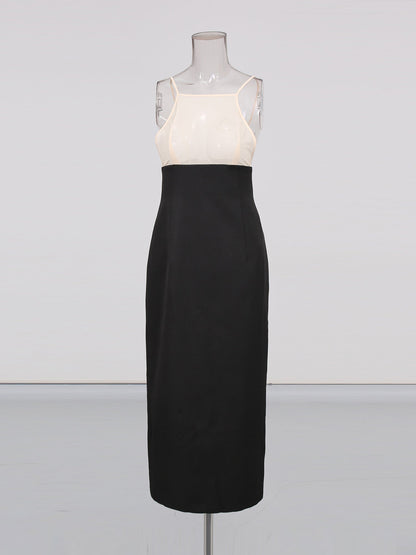 Black Midi Dress with White Lace Capelet Set - SISPELL