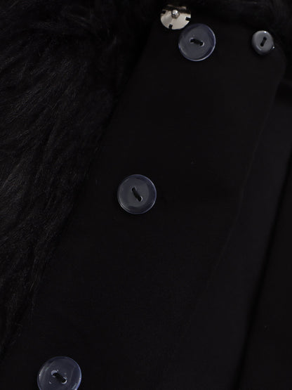 Black Off - Shoulder Feather - Trimmed Jacket with Gold Buttons - SISPELL