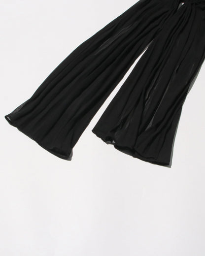 Black Off - Shoulder Pleated Floral Maxi Dress - SISPELL