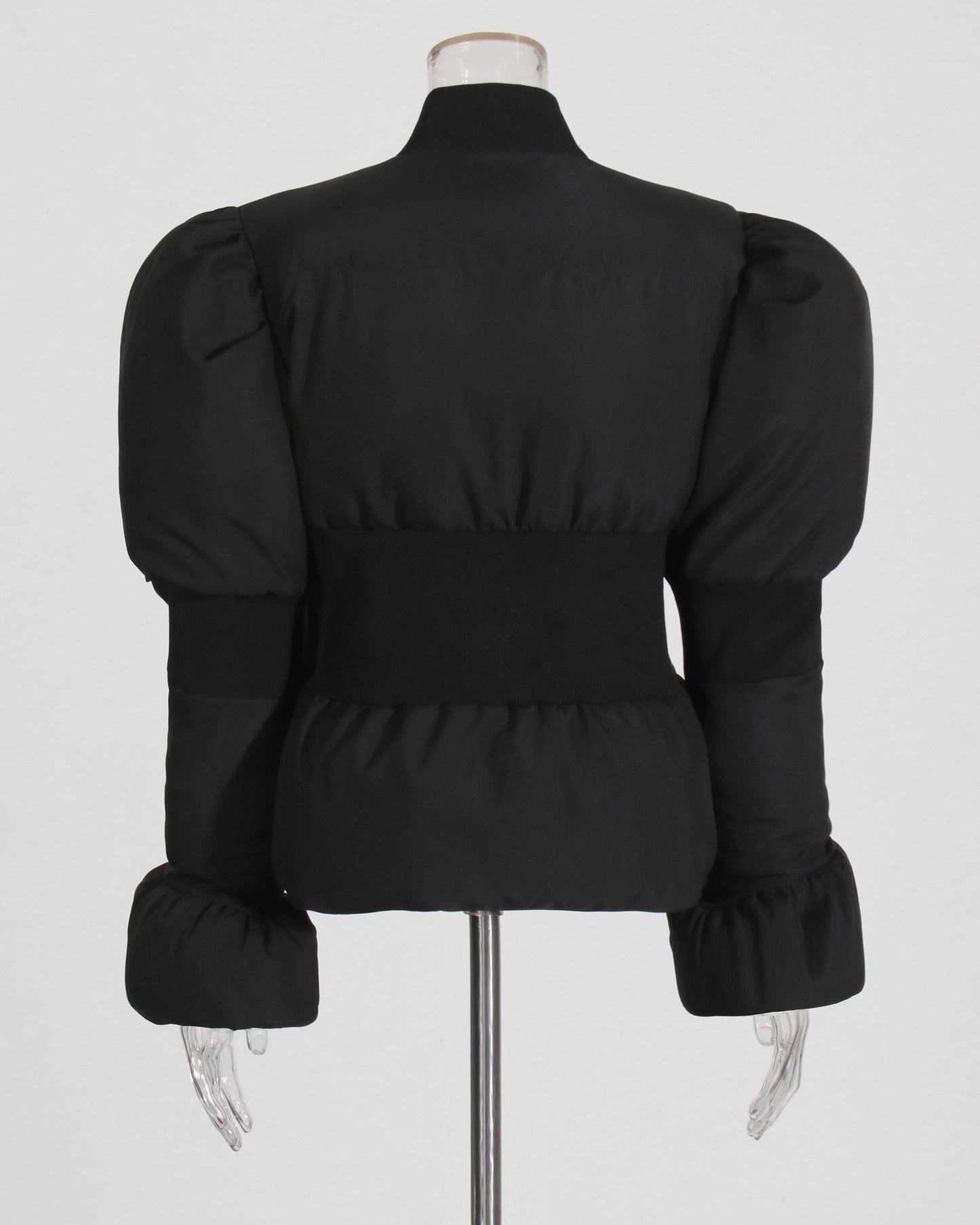 Black Puffy - Sleeve Cropped Puffer Jacket - SISPELL