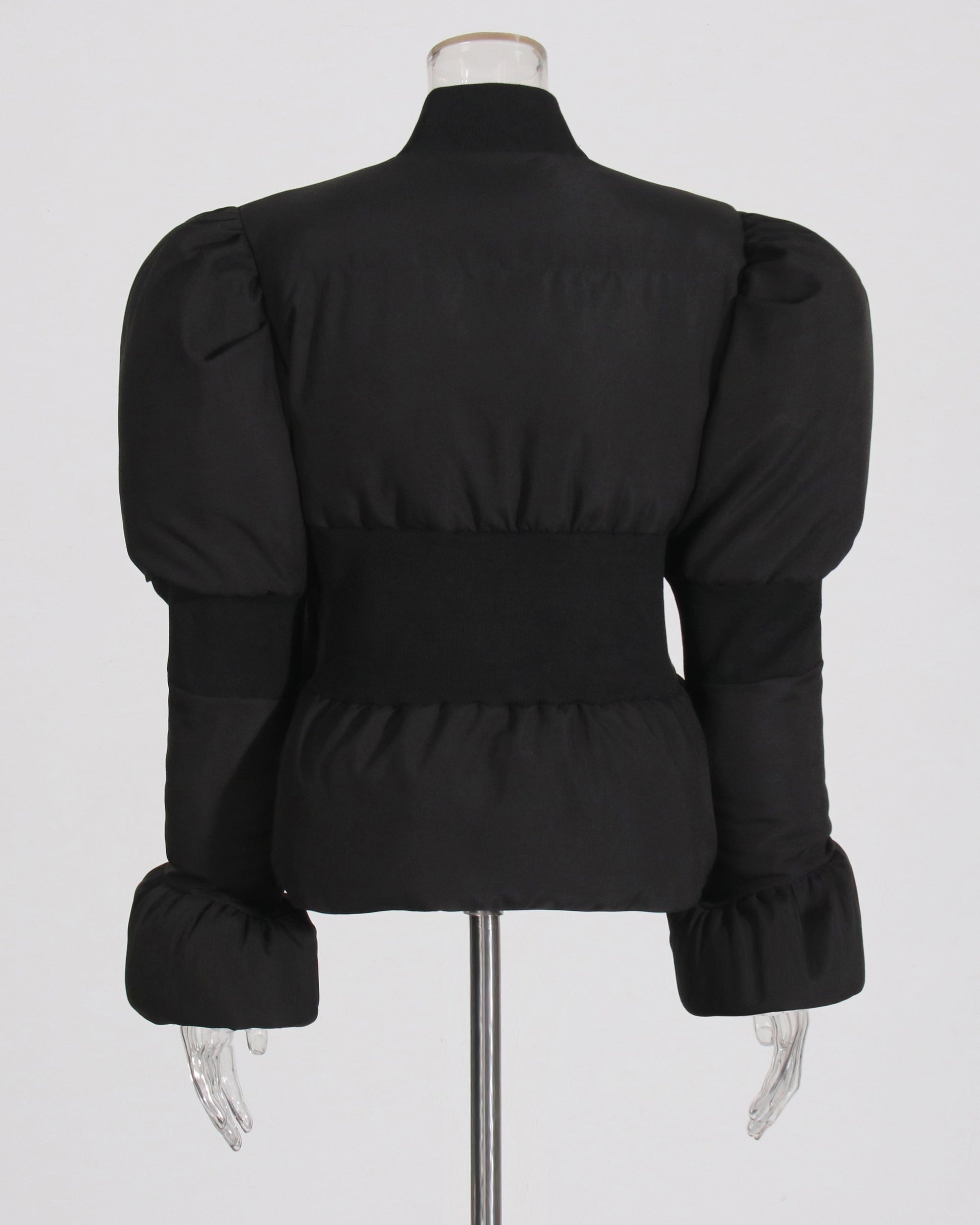 Black Puffy - Sleeve Cropped Puffer Jacket - SISPELL