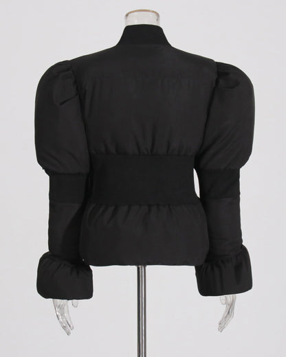 Black Puffy - Sleeve Cropped Puffer Jacket - SISPELL