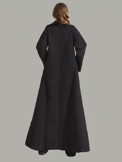 Black Quilted Long Trench Coat - SISPELL