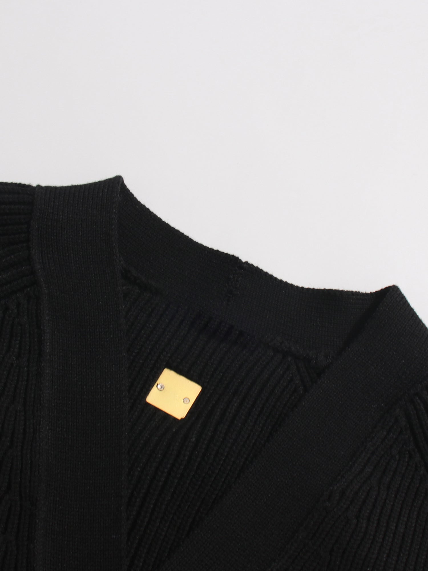 Black Ribbed Cardigan with Ornate Gold Buttons - SISPELL