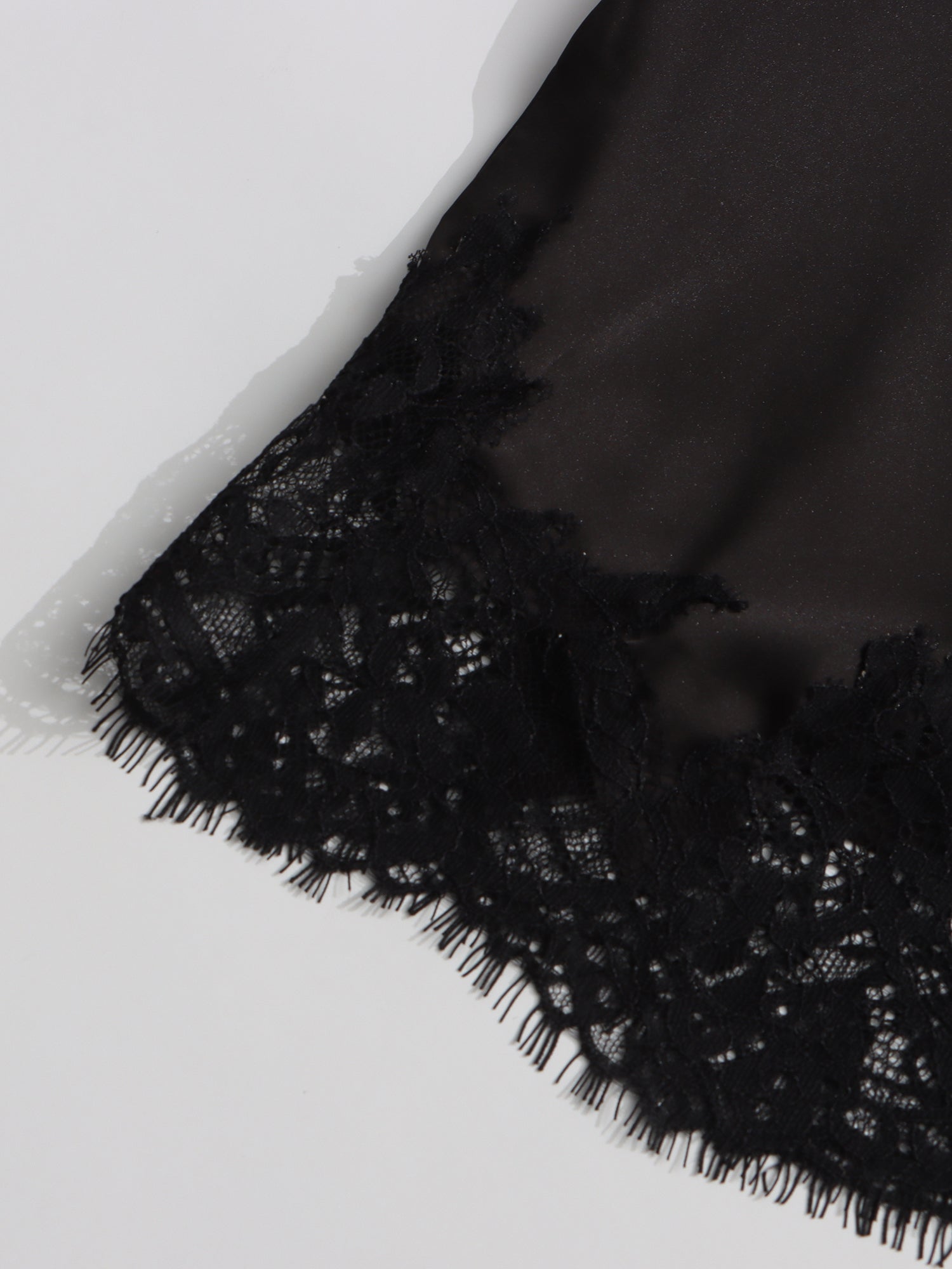 Black Satin Maxi Skirt with Black Lace - SISPELL