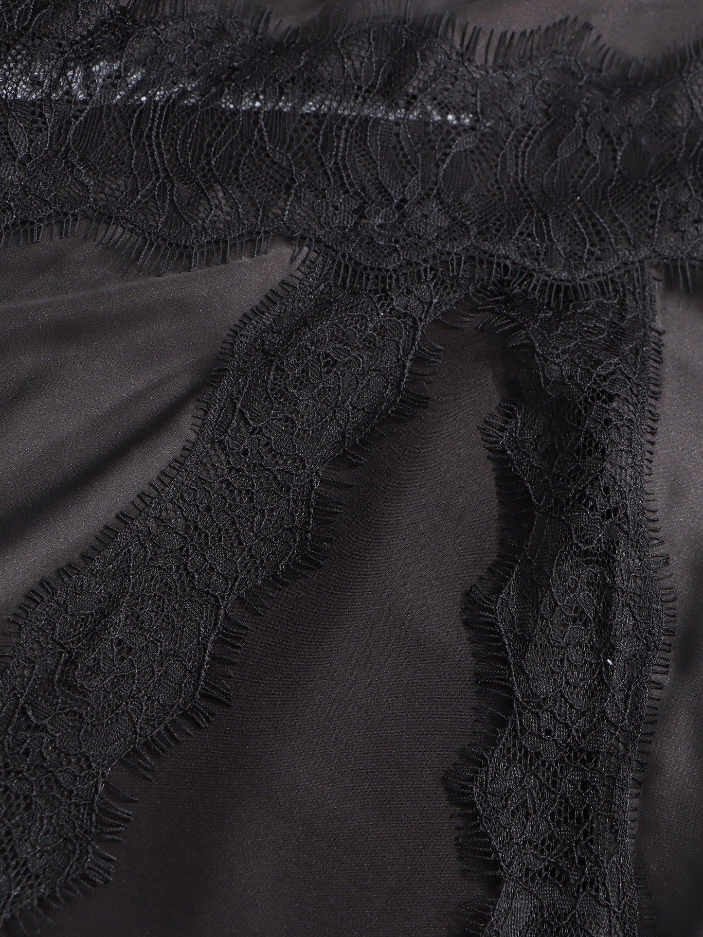 Black Satin Maxi Skirt with Black Lace - SISPELL