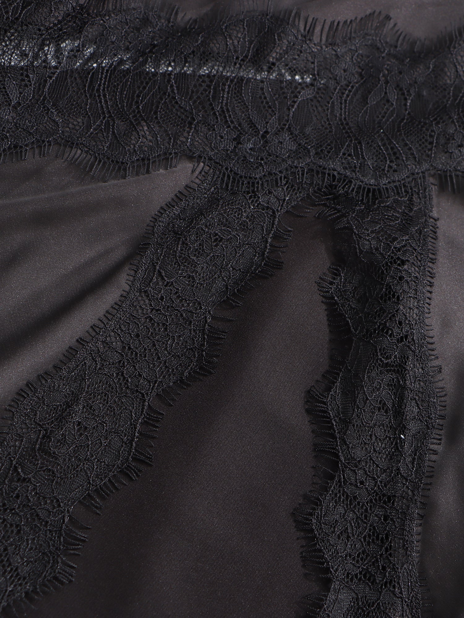 Black Satin Maxi Skirt with Black Lace - SISPELL