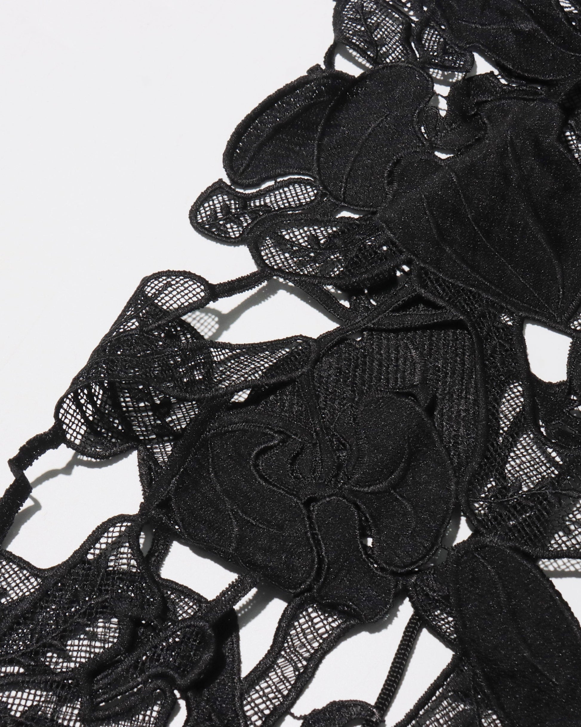 Black Sheer Lace Floral Midi Skirt - SISPELL