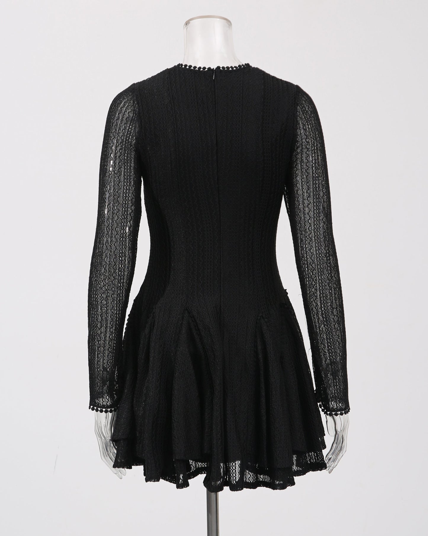 Black Sheer - Sleeve Ruffled Mini Dress - SISPELL