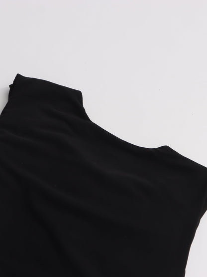 Black Sleeveless Knotted Ruched Maxi Dress - SISPELL