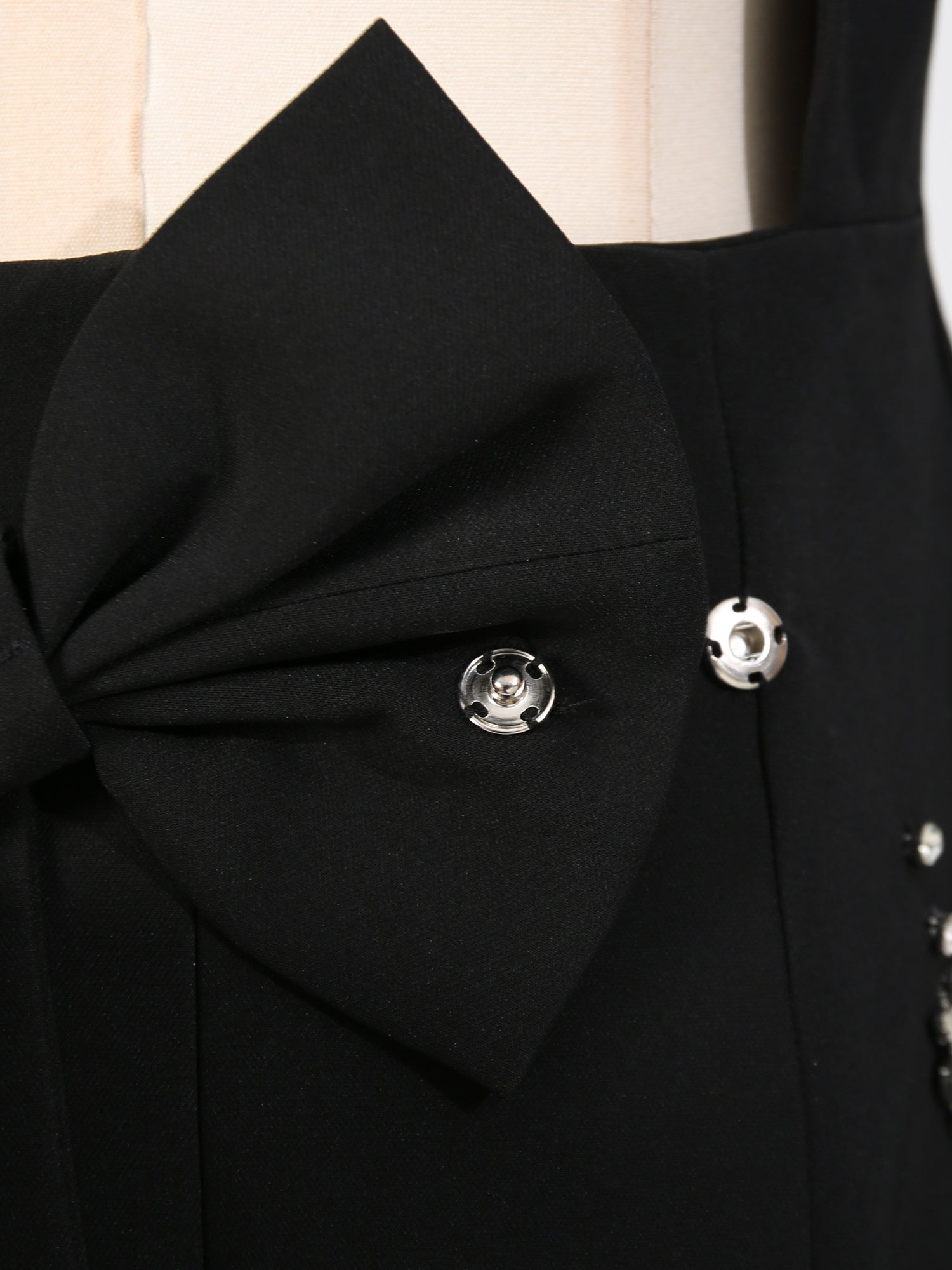 Black Square Neck Mini Dress with Crystal Florals - SISPELL