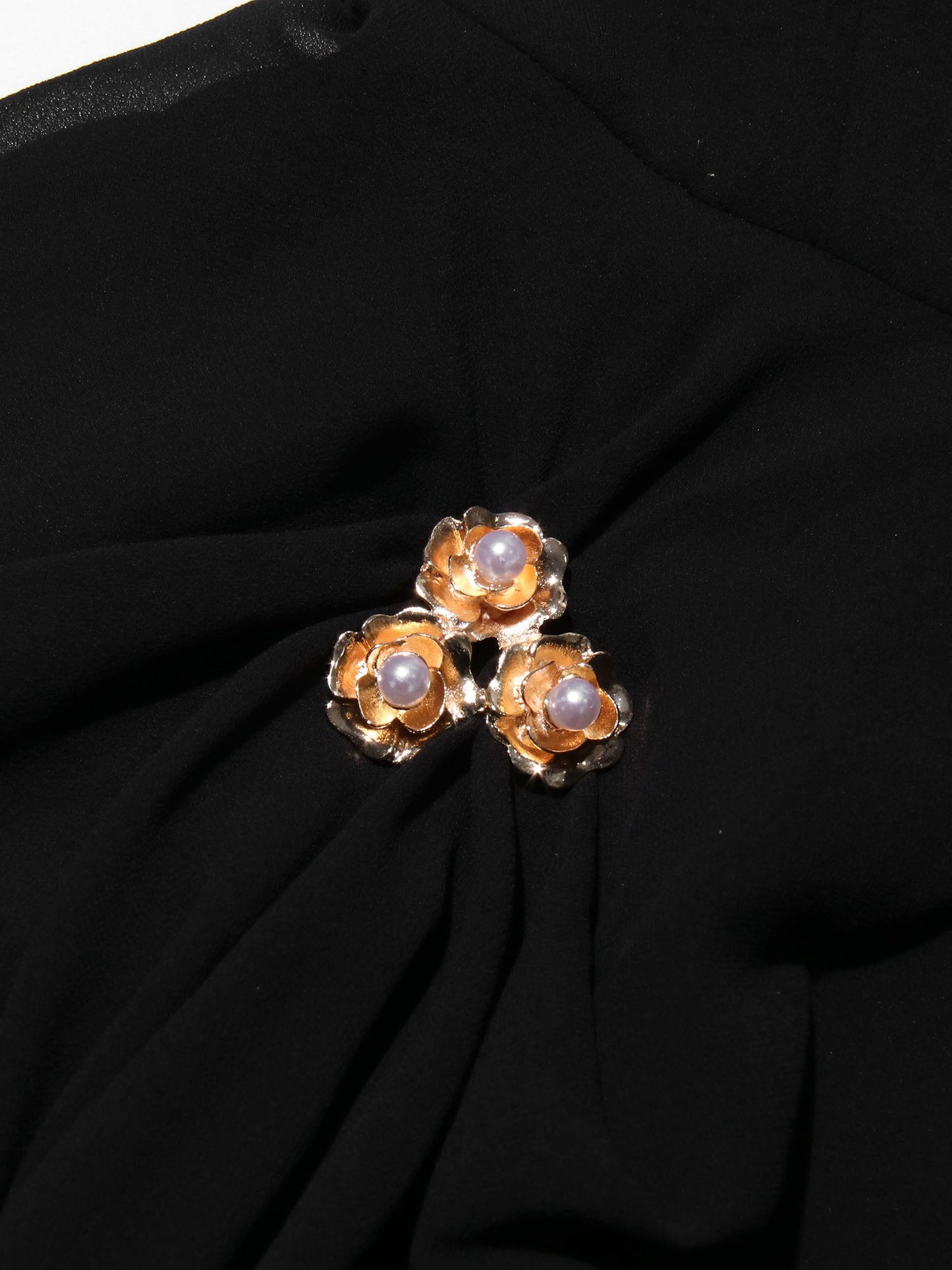 Black Strapless Maxi Evening Dress with Gold Detail - SISPELL