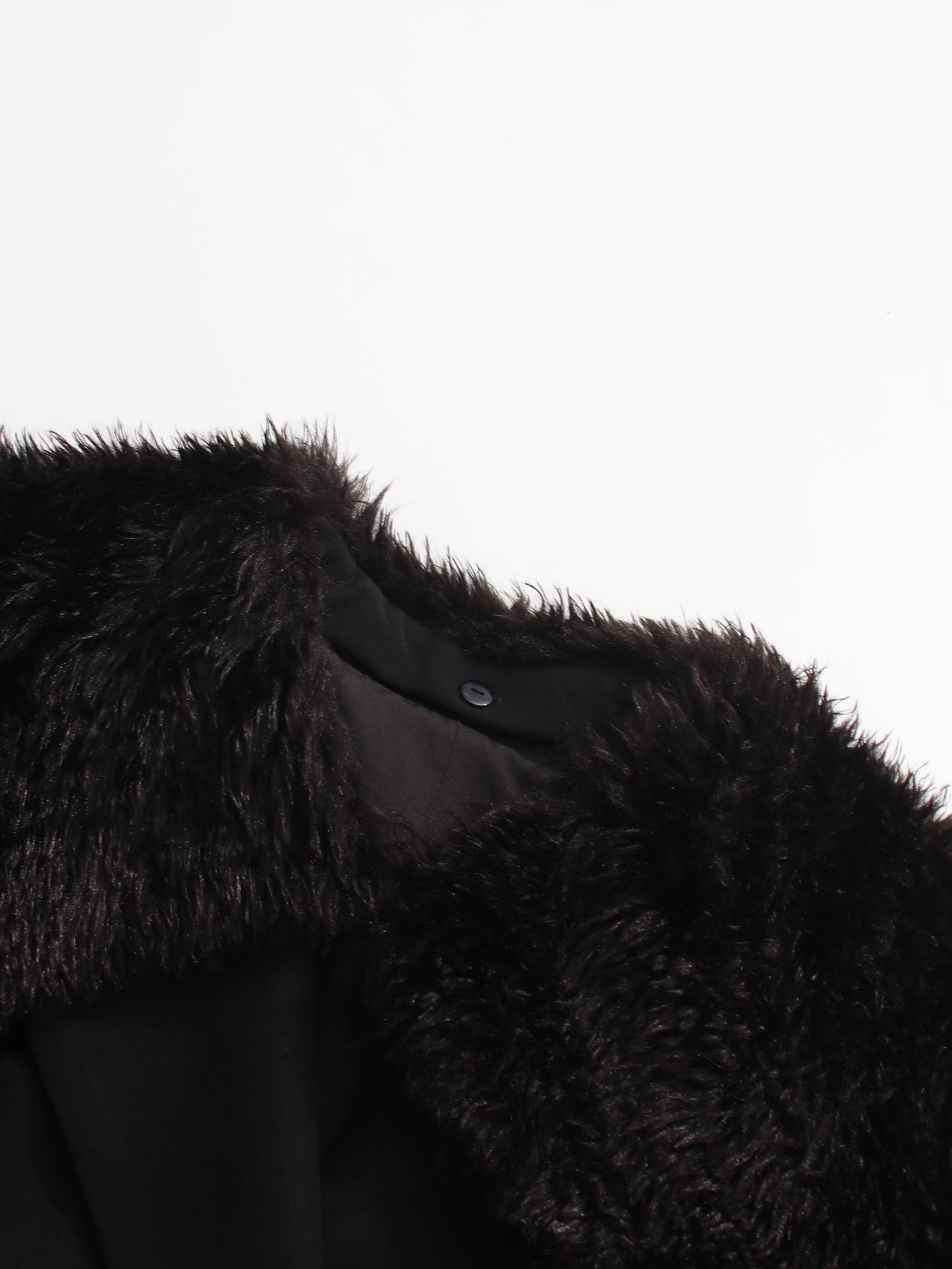 Black Trench Coat with Faux Fur Collar & Buckle Belt - SISPELL