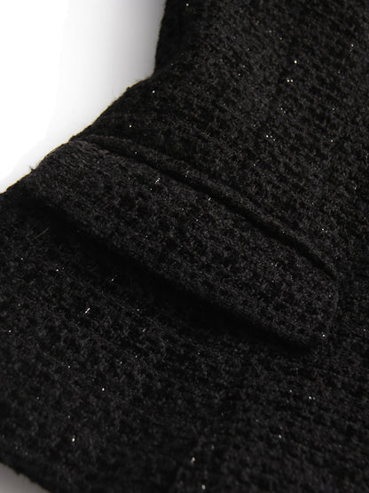 Black Tweed Blazer & Mermaid Skirt Set - SISPELL