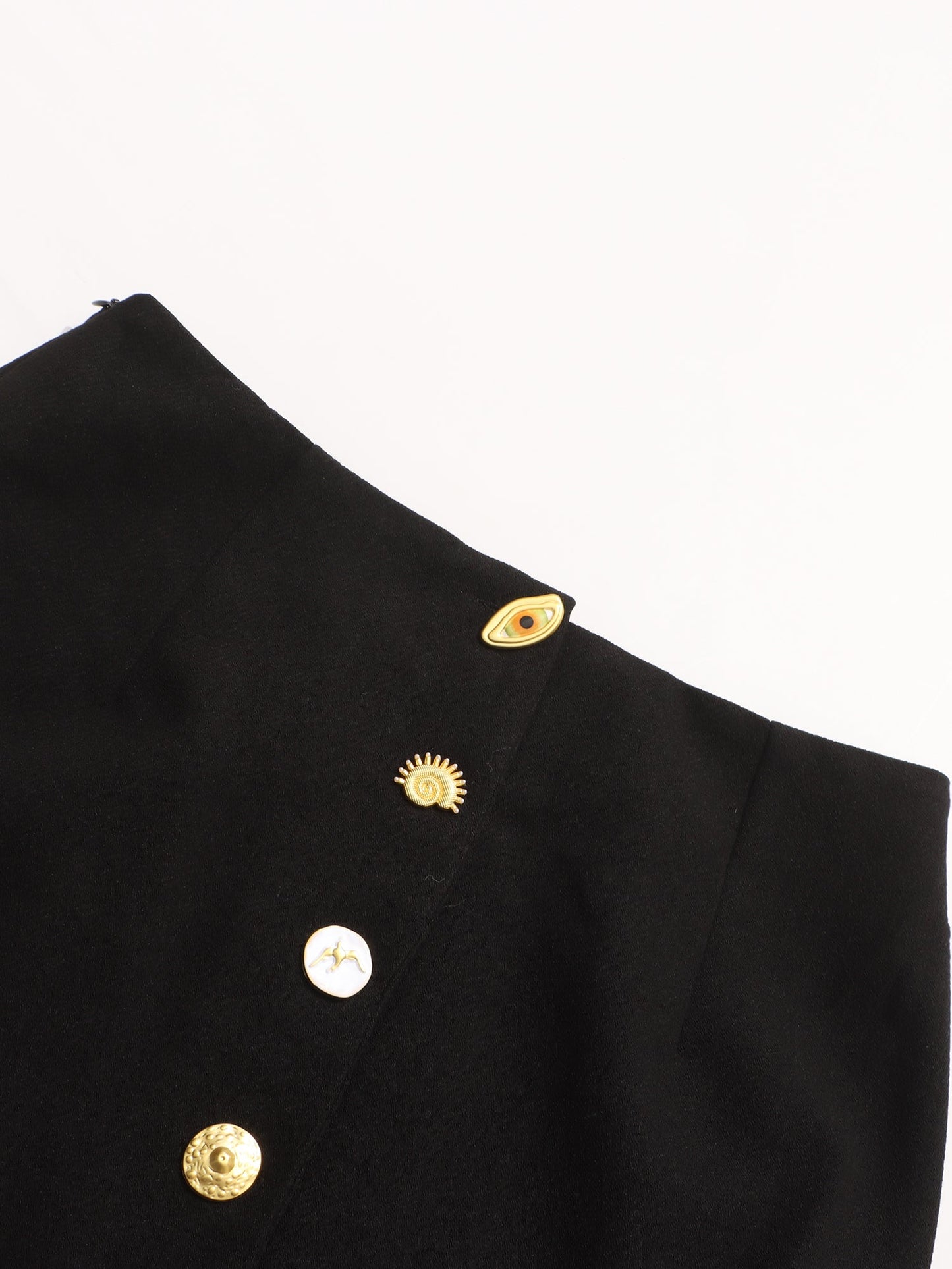 Black Two - Piece Set with Gold Statement Button Detailing - SISPELL