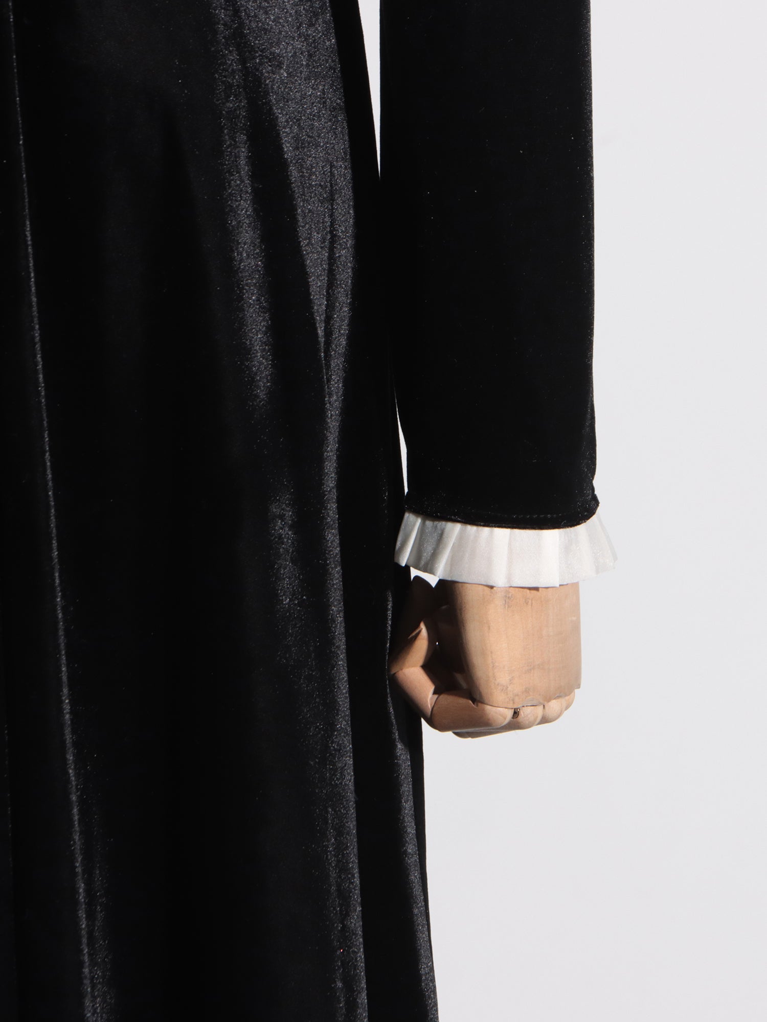 Black Velvet Midi Dress with Rhinestone Bow & Belt - SISPELL