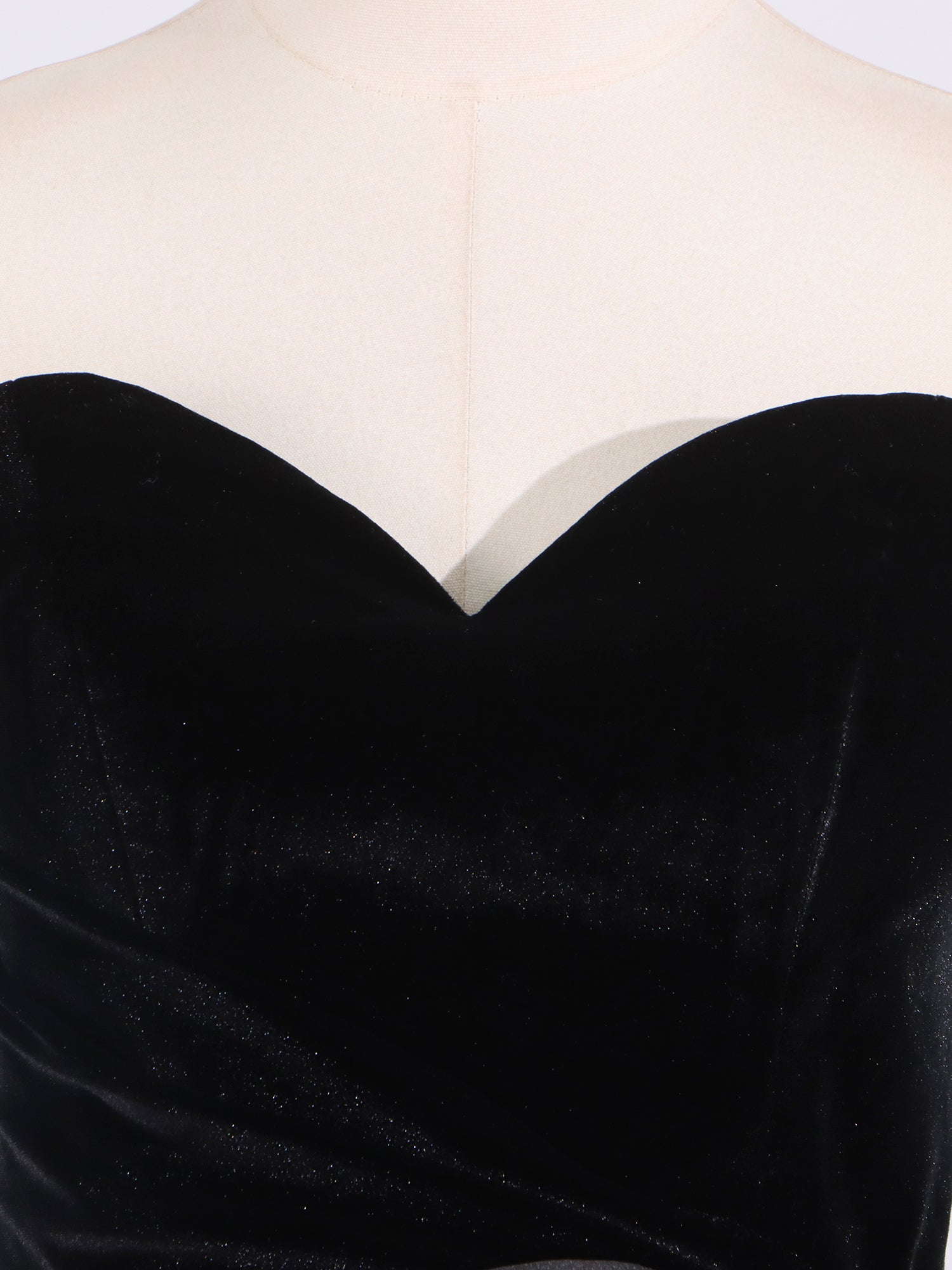 Black Velvet Strapless Midi Dress with Satin Bow - SISPELL