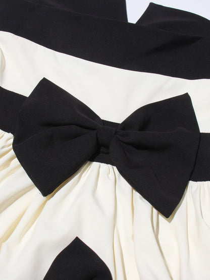 Black & White Striped Strapless Maxi Dress - SISPELL