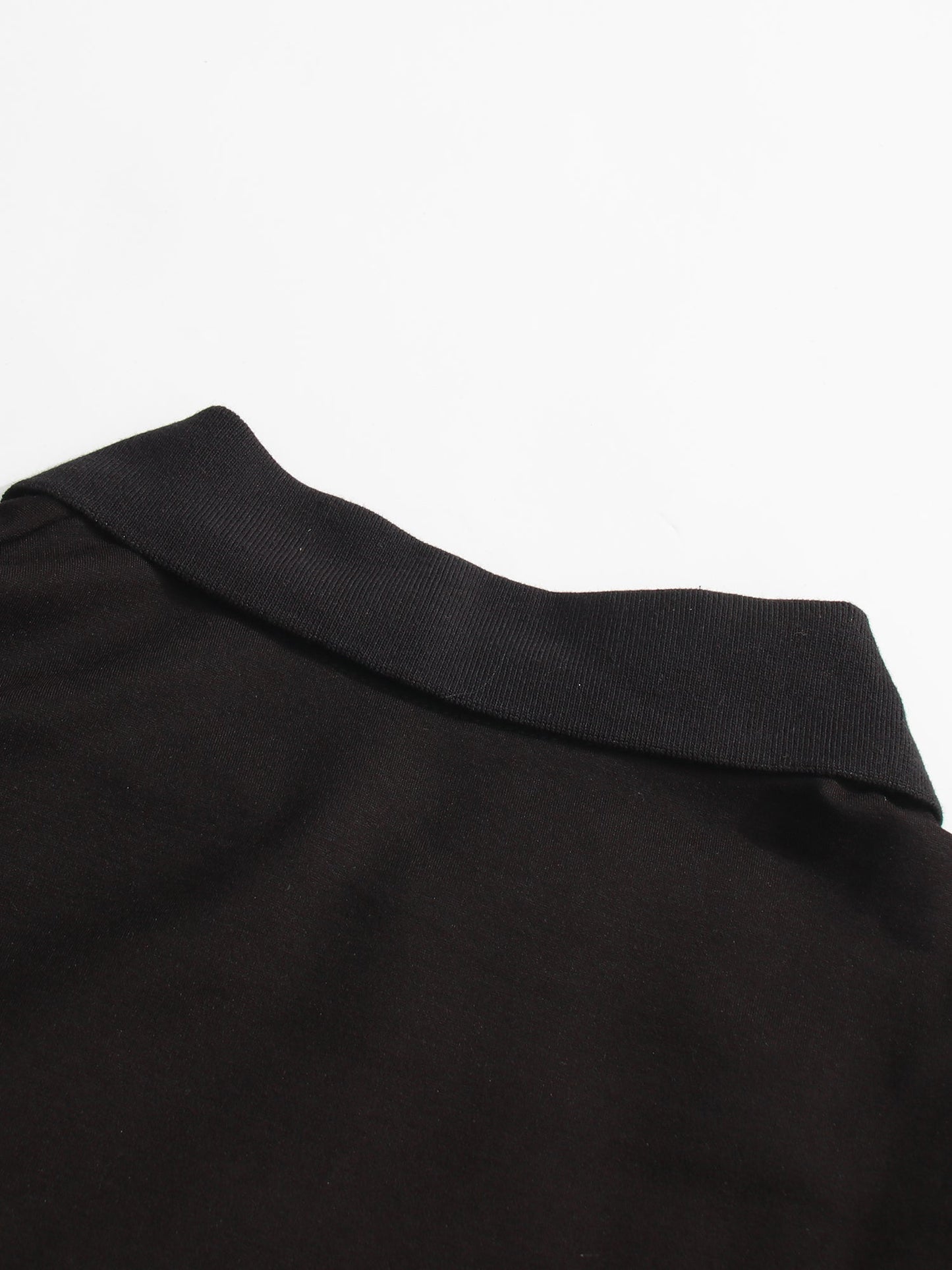 Black Zip Polo & Asymmetric Button Skirt Set - SISPELL