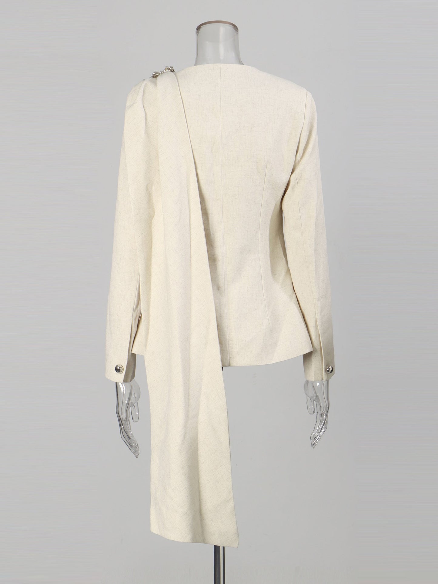 Blazer with Crystal Detail & Asymmetric Drape - SISPELL