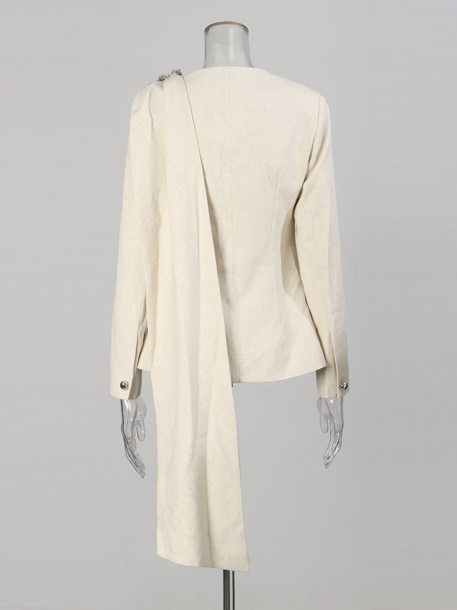 Blazer with Crystal Detail & Asymmetric Drape - SISPELL