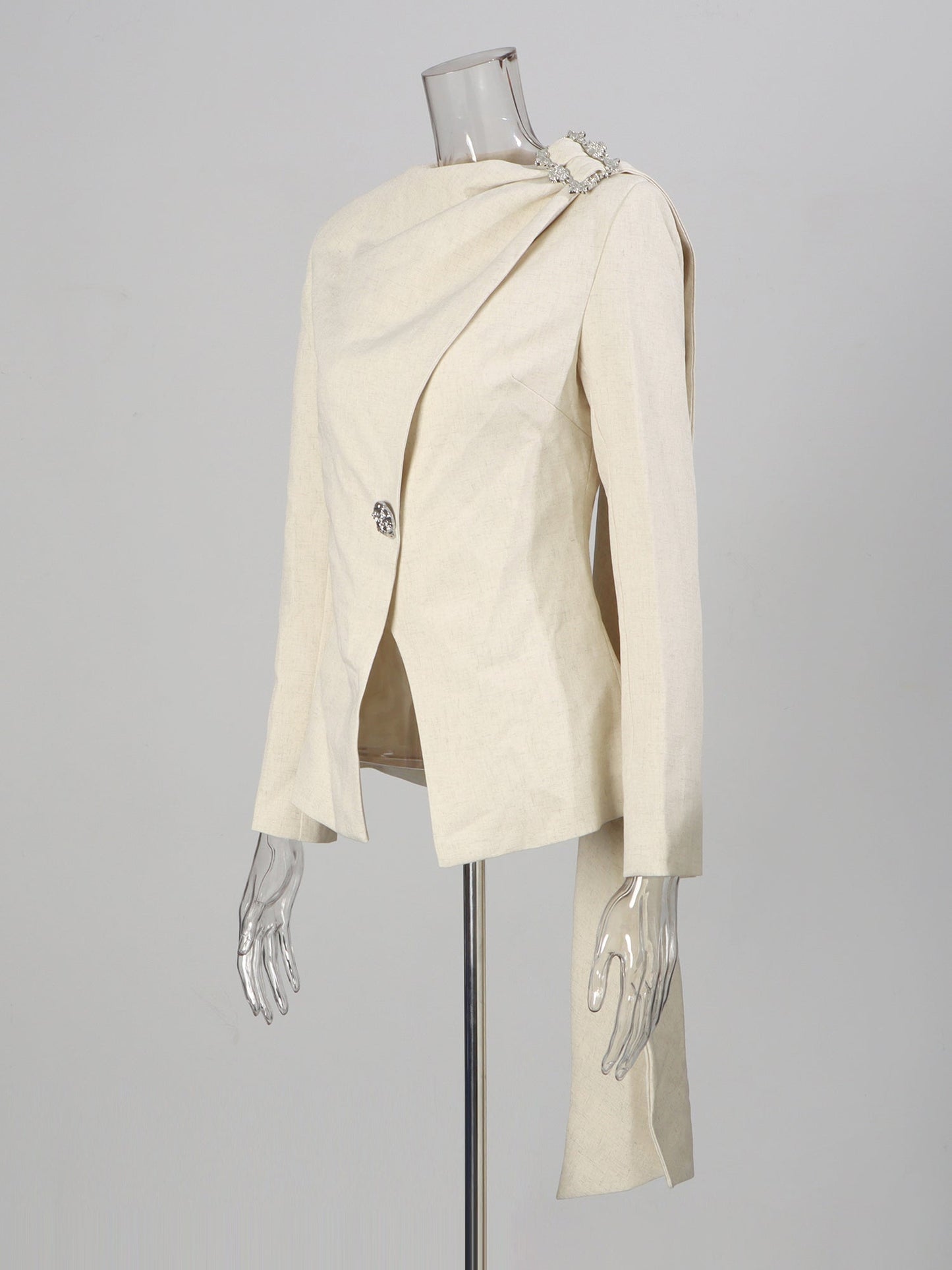 Blazer with Crystal Detail & Asymmetric Drape - SISPELL
