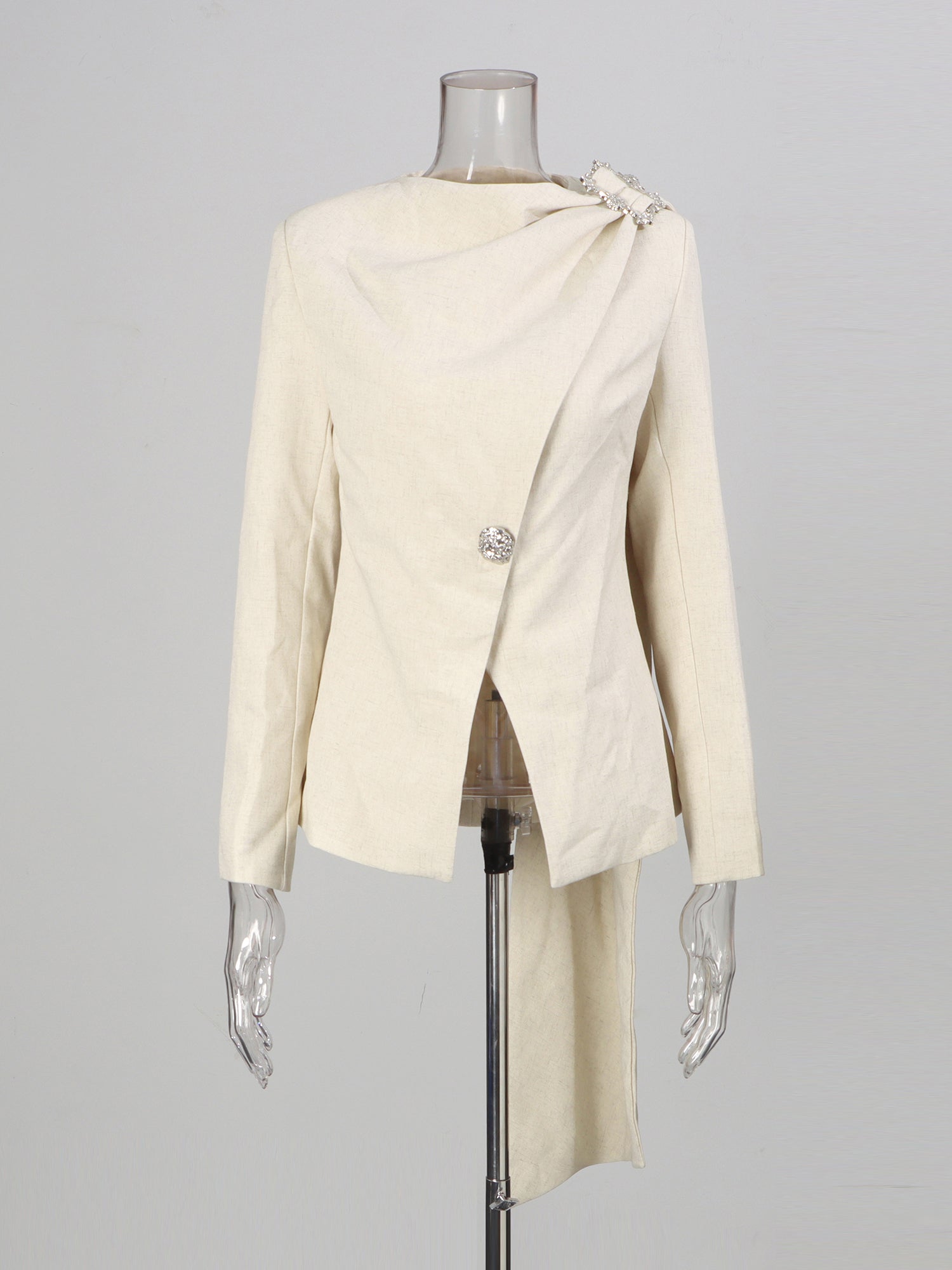 Blazer with Crystal Detail & Asymmetric Drape - SISPELL