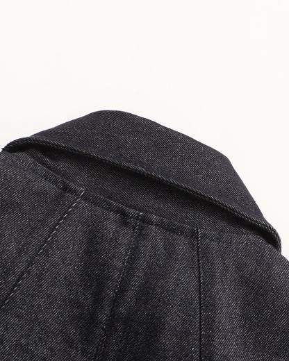 Blue Denim Blazer & Pleated Skirt Set - SISPELL