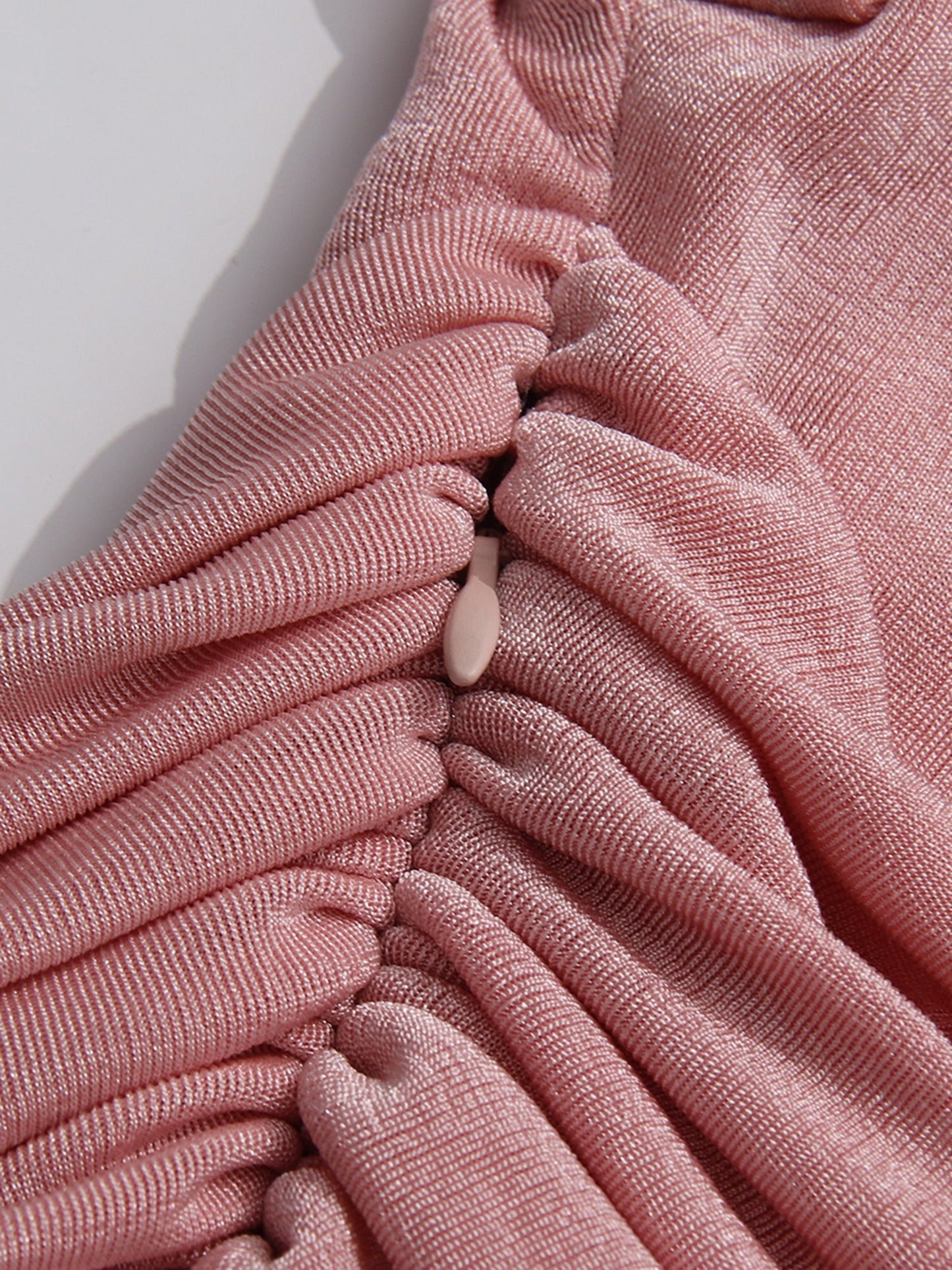 Blush Pink Ruched Long Sleeve Maxi Dress - SISPELL